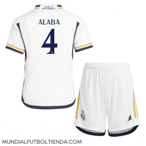 Camiseta Real Madrid David Alaba #4 Primera Equipación Replica 2023-24 para niños mangas cortas (+ Pantalones cortos)